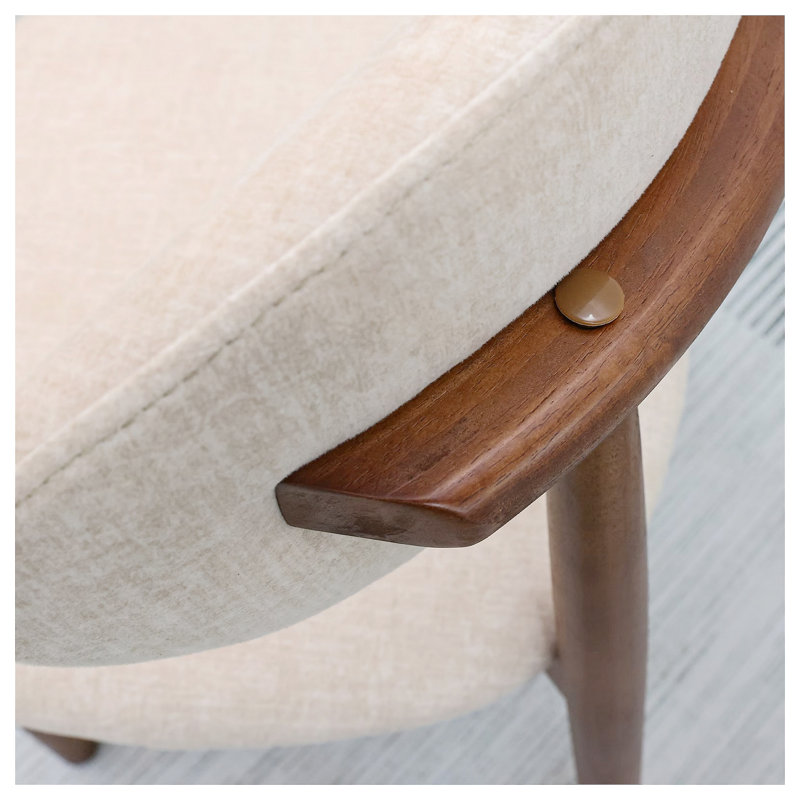 Ensemble de 4 chaises sans accoudoirs, 4, Noyer, Beige
