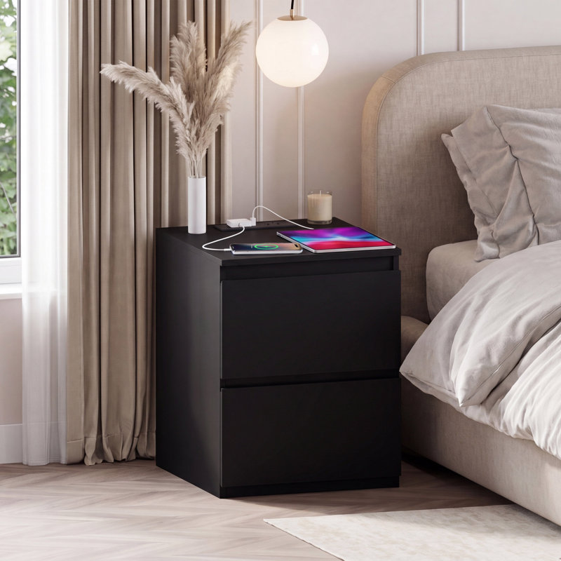 39.5 cm W Bedside Table, Black