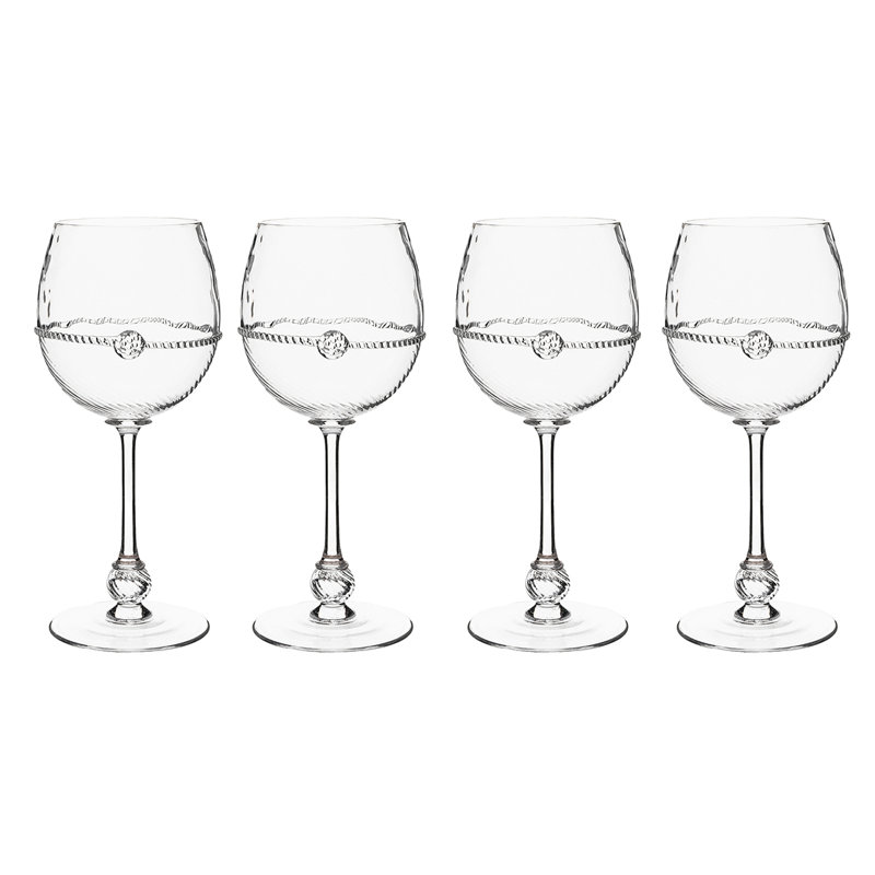 Graham 15 oz. Clear Glass White Wine Set with Twisted Cord Trim