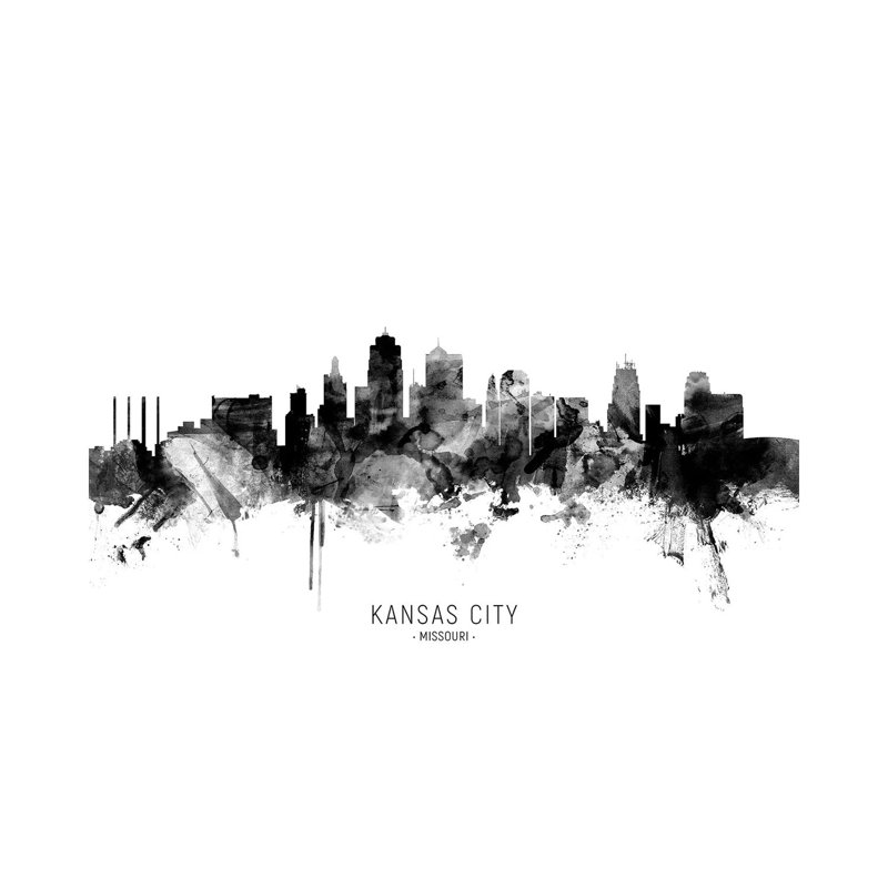 Kansas City Missouri Skyline Name Bw by Michael Tompsett - Wrapped Canvas Gallery-Wrapped Canvas Giclée