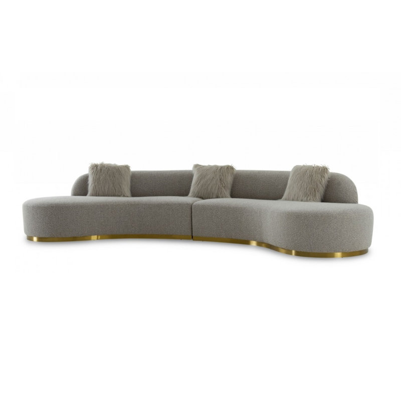 Hughes Symmetrical Sectional Sofa, Gray Polyester