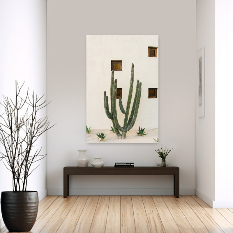 Art contemporain, paysage abstrait de cactus, H 60 po x l 40 po