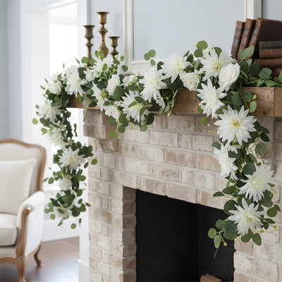 5.9Ft Artificial Dahlia Flower Wreath - Eucalyptus Wreath With Roses For Wedding Arches, Arch Centerpieces, And Backdrop Decorations