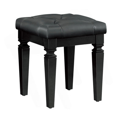 Tabouret de coiffeuse Modern Glam avec coussin moelleux, capitonnage à boutons et structure en bois massif pour plus de confort et de style.