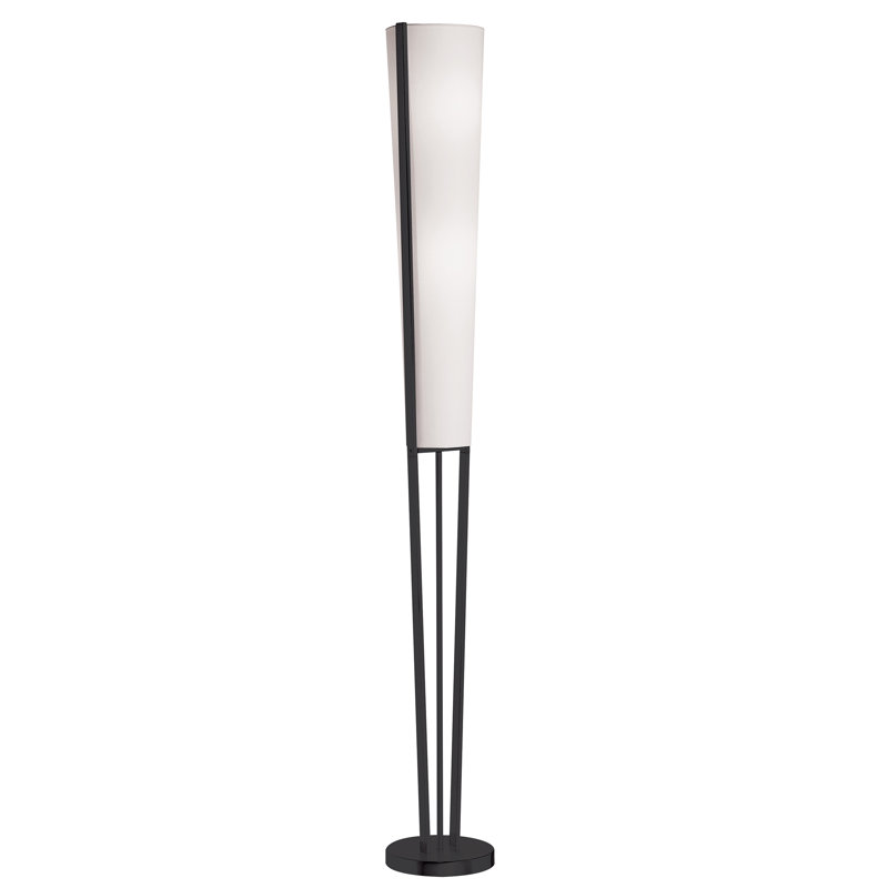 Lampe sur pied colonne de 61 po Bacheller, Chrome satiné