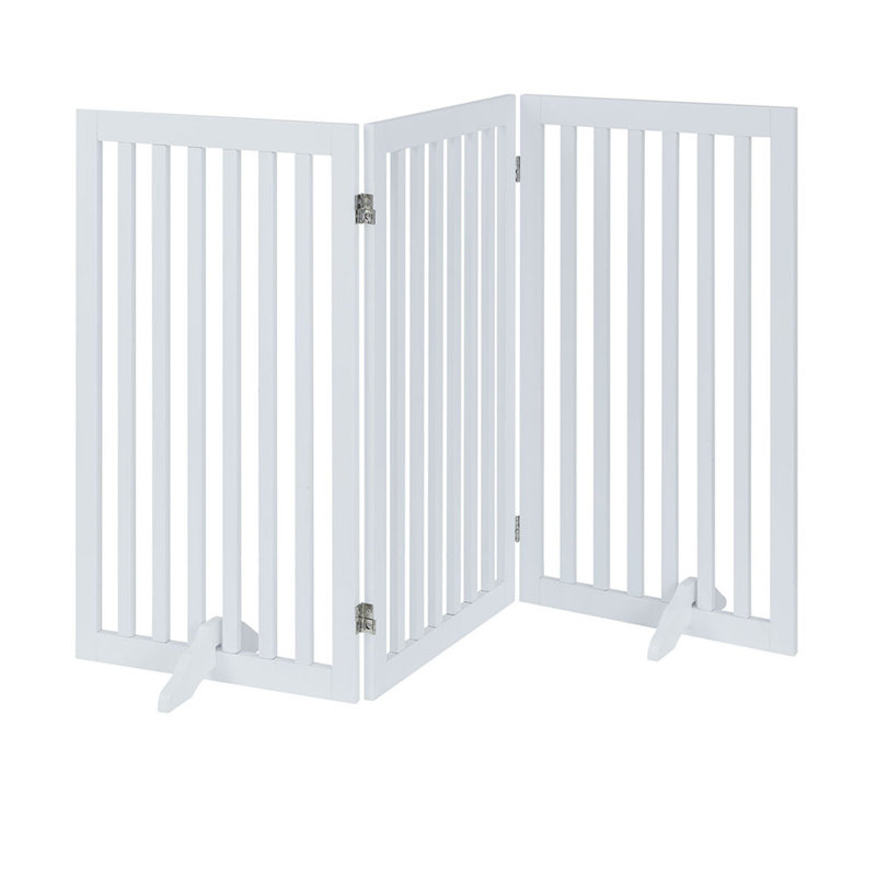 Wood Free Standing Pet Gate, White, 36" H 60" W