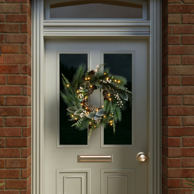 Faux Lighted Plastic 55cm Wreath