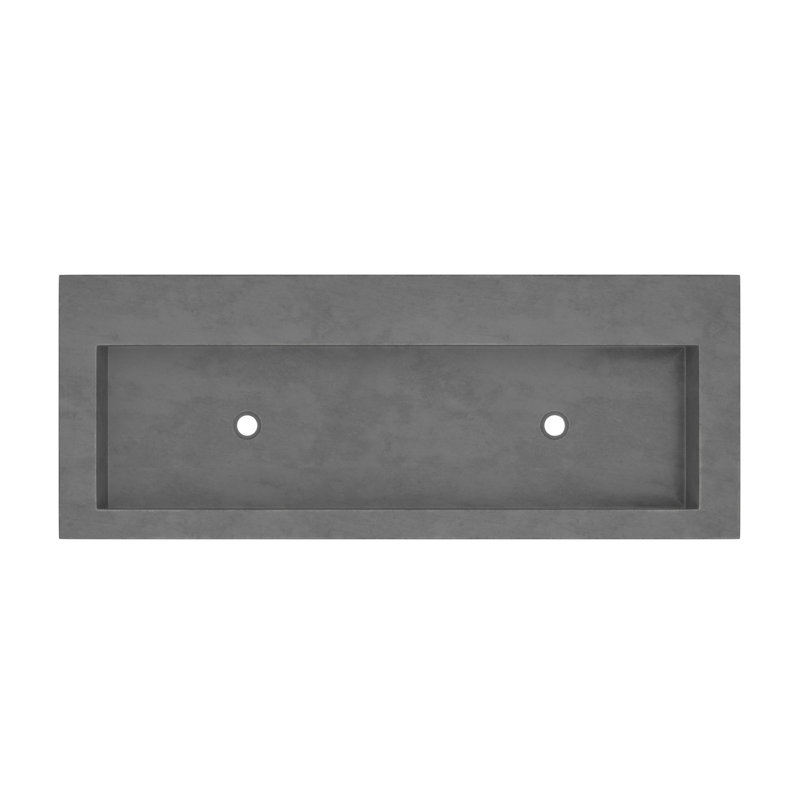 Trough Concrete Handmade Rectangular Drop-in Bathroom Sink, No Faucet Hole, Ocean
