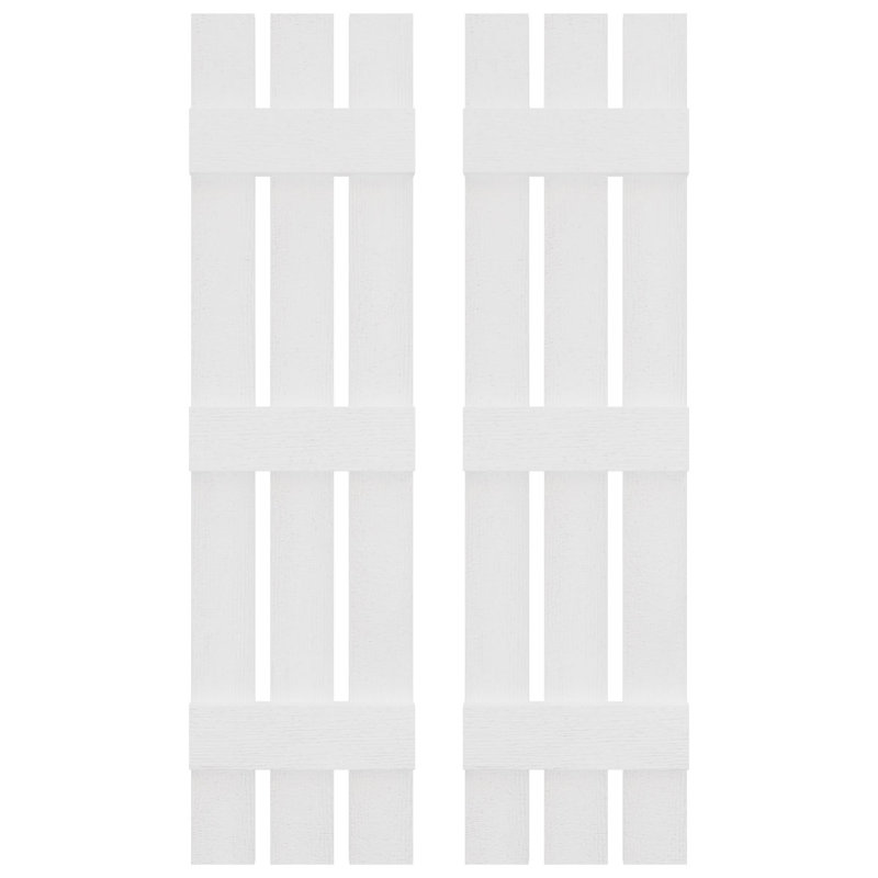 Builders Edge, paire de volets personnalisés à trois planches espacées, planche-n-lattes, Blanc, 72 po
