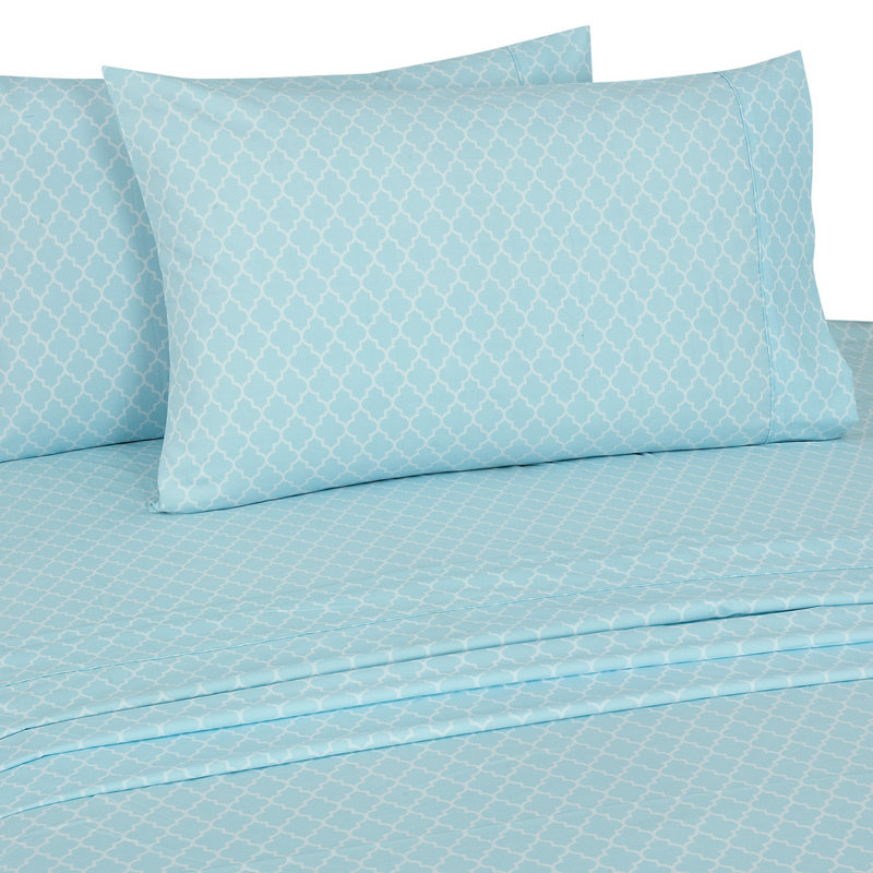 MF922933 Microfiber Percale Sheet Set, Twin, Ogee Geometric