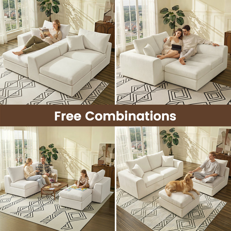 Sofa avec repose-pieds, Blanc