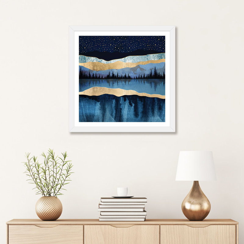 Lac de minuit - imprimé, H 24 po x l 24 po x p 1 po, Encadré par un papier blanc