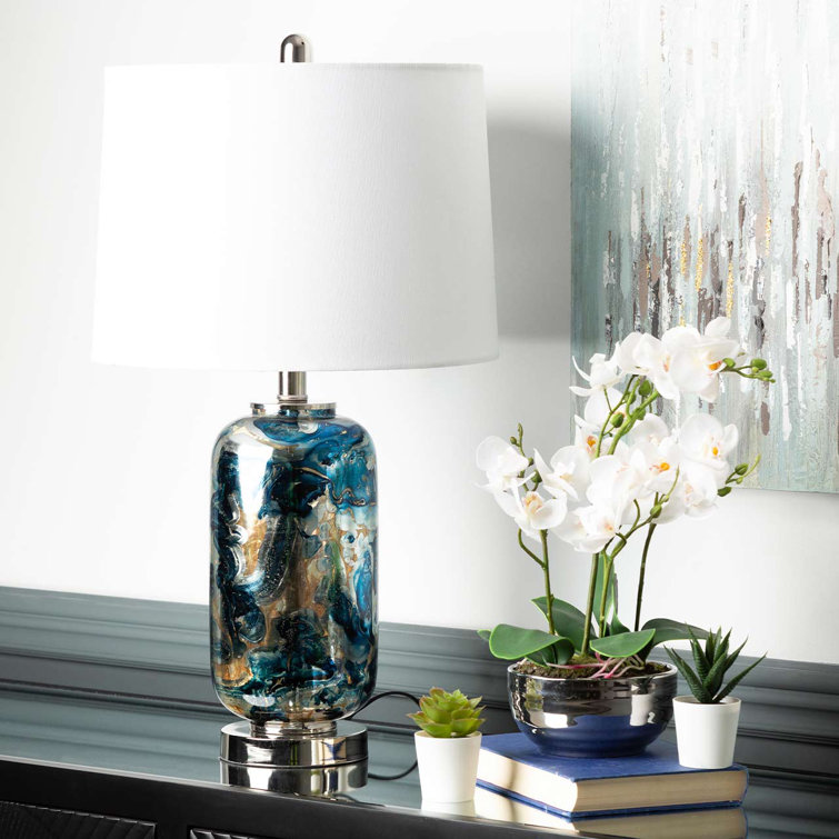 Cranmo 61.2cm Table Lamp for Bedroom Furniture, Bedside Buffet Lamp with Glass Base