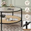 Table basse 30 po, table de bout ronde à 2 niveaux avec rangement, tables centrales rondes en verre Water-Wave-413365850