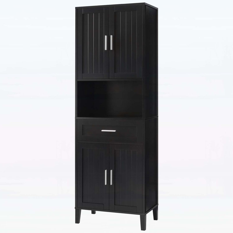 Modern Bathroom Cabinet with Drawer,Soft-Close Doors,and Open Storage,Versatile Storage Layout, Black