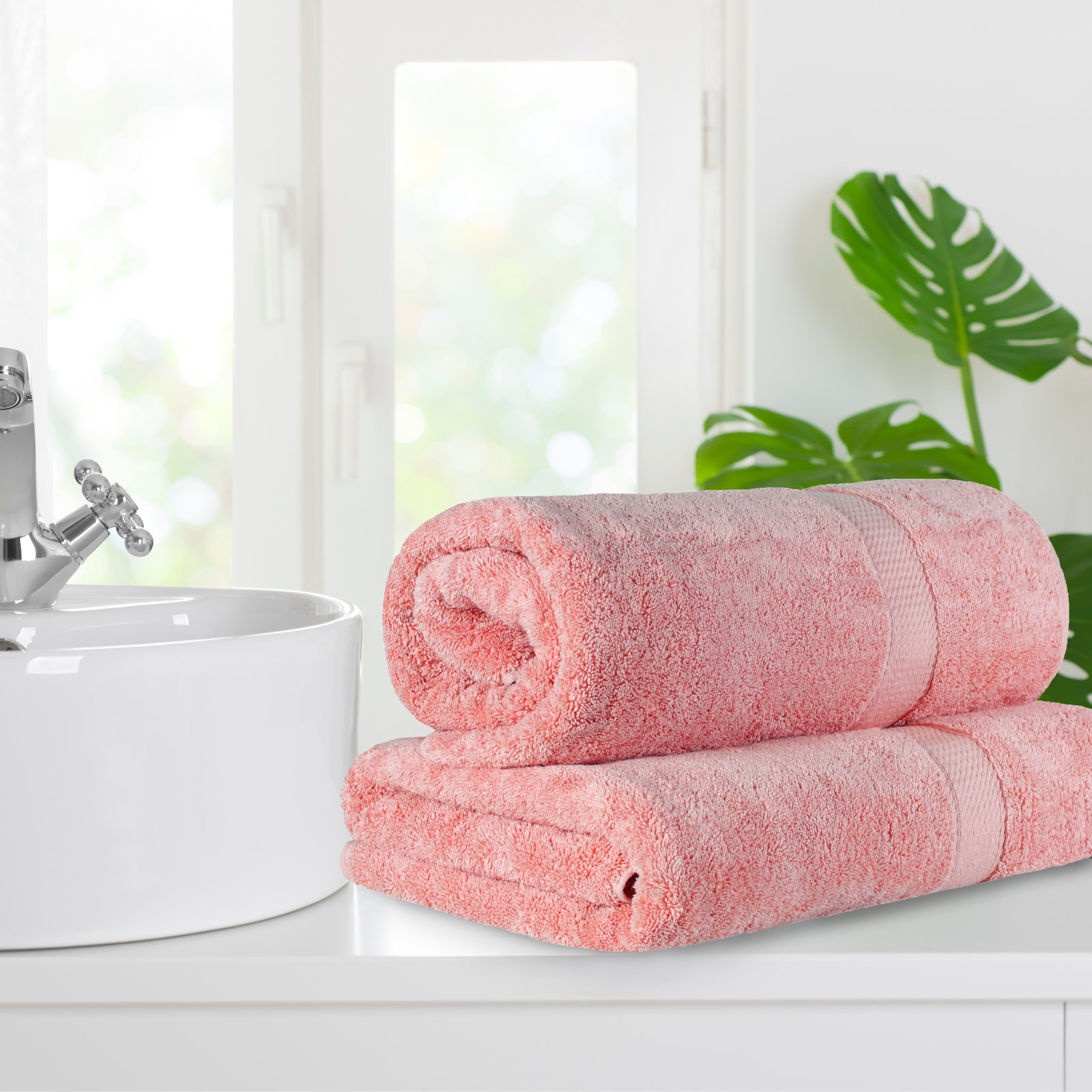 Renata 2-Piece Egyptian Cotton Bath Sheet Set, Tea Rose