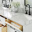 Tidworth Solid Wood Double Bathroom Vanity with 1.5' Carrara Marble Top-2024047429-2068250691-2071002334