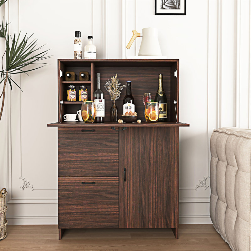 Multifunctional Desk Cabinet With Fold - Up Desktop And Ample Storage