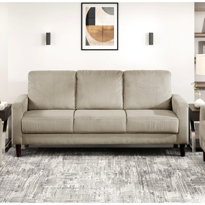 Contemporary Taupe Corduroy Upholstered With High Foam Padding And Exposed Feet For Living Room Gathering Modern Family Relaxation
