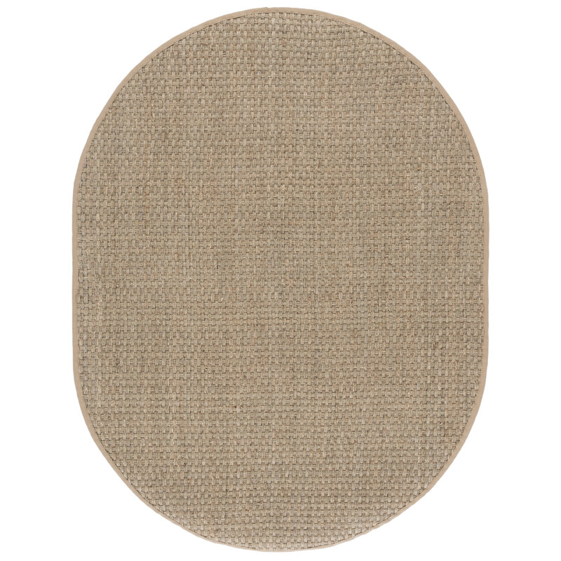 Auckland Bamboo Slat/Seagrass Natural/Beige Area Rug, Oval 6' x 8'