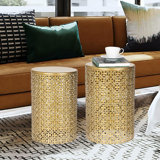 Arvil Golden Round Metal End Table(set of 2)