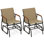 Ensemble de 2 chaises de patio coulissantes avec accoudoirs courbés en teck et siège en tissu respirant