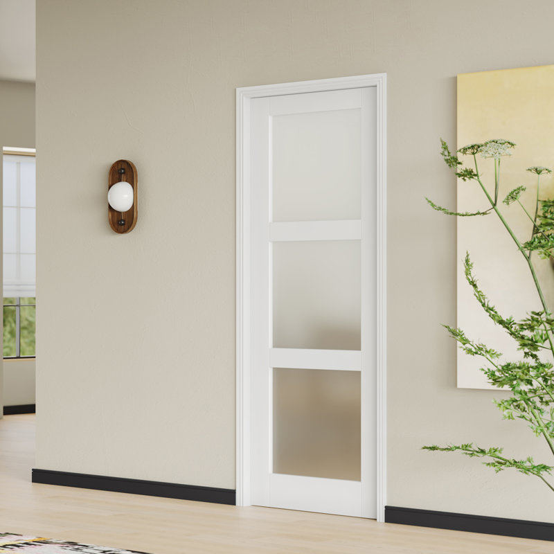 Porte intérieure en verre givré 3 pièces Prehung, Gauche, 24 po x 80 po