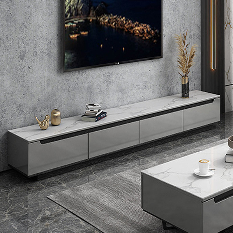 Modern Light Luxury Rock Slab TV Cabinet, 12.2"H x 78.74"L x 15.75"W