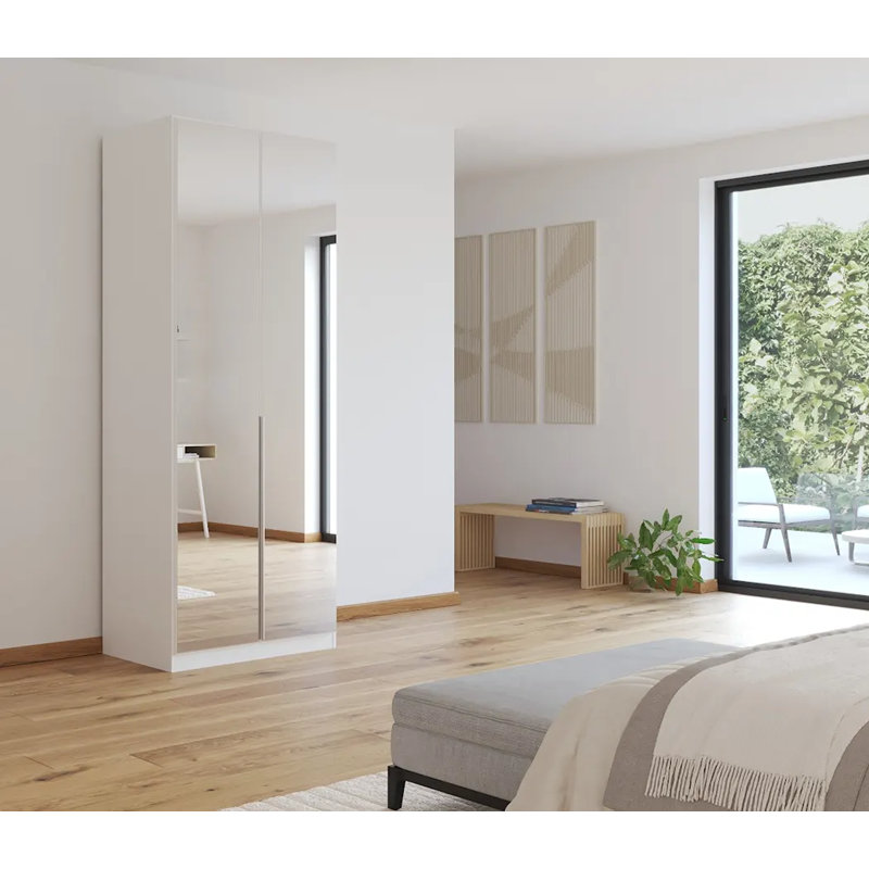 Alabama 2 Door Wardrobe, Classic, 229cm H x 91cm W x 54cm D, Alpine White