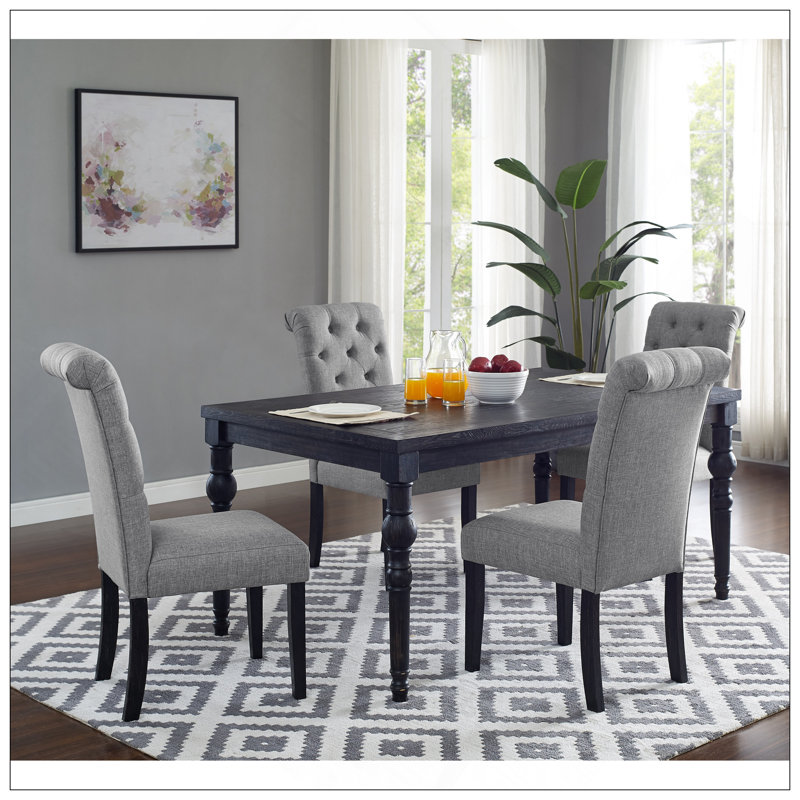 Ensemble de salle à manger Leviton, 5 pièces: table, 4 chaises, Gris
