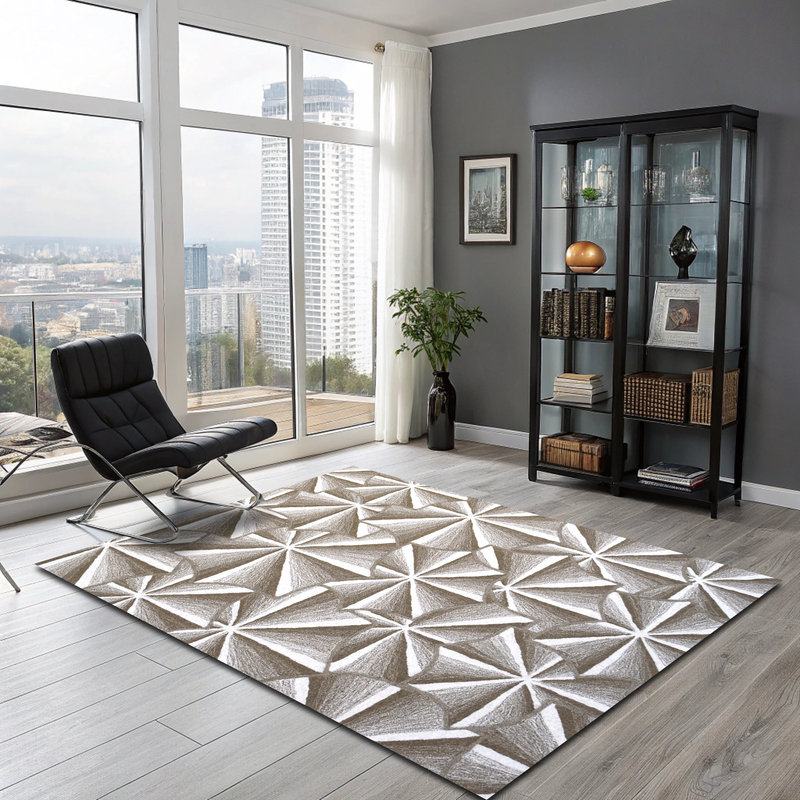 (5 pi x 8 pi) Tapis en laine touffeté à la main avec dossier en latex, tapis antidérapant, Rectangle 0 pi 5 po x 0 pi 8 po