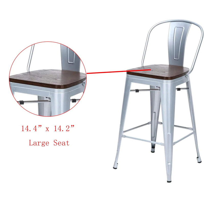 Tabouret de bar et de comptoir Rosenberry, Argent argent, Tabouret de comptoir (siège d'une hauteur de 26 p