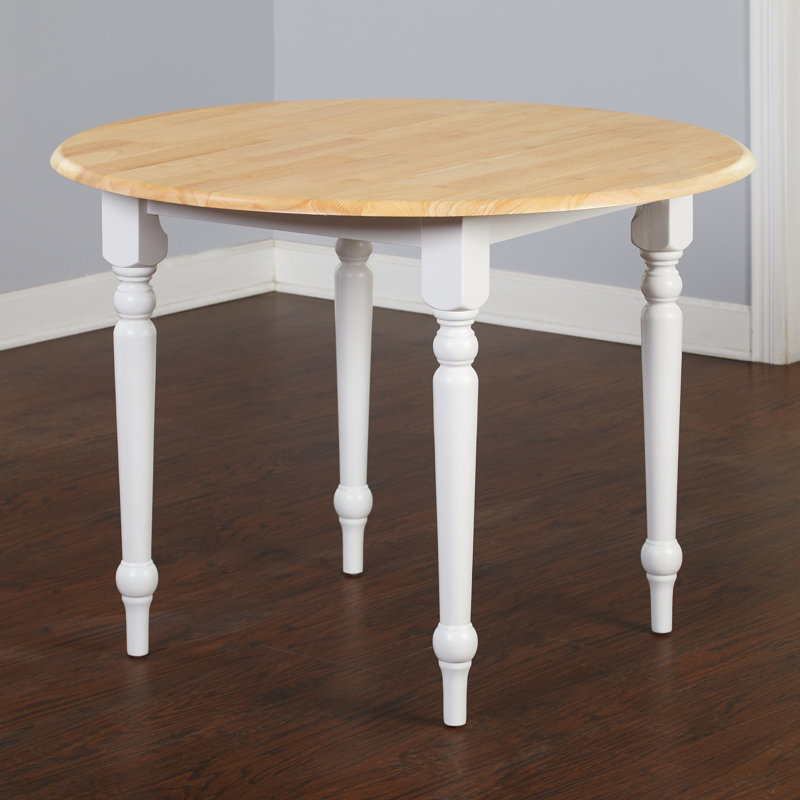 Cecelia Extendable Round Solid Wood Dining Table, White / Natural