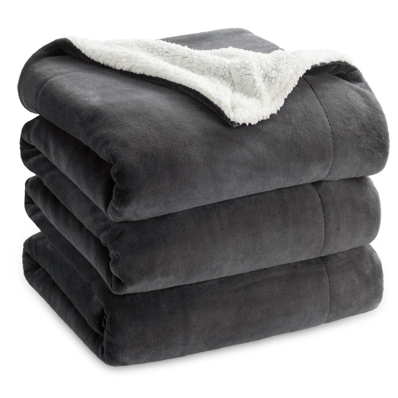 Couvertures en polaire pour lit Bedpa, Grand lit, Gris noir