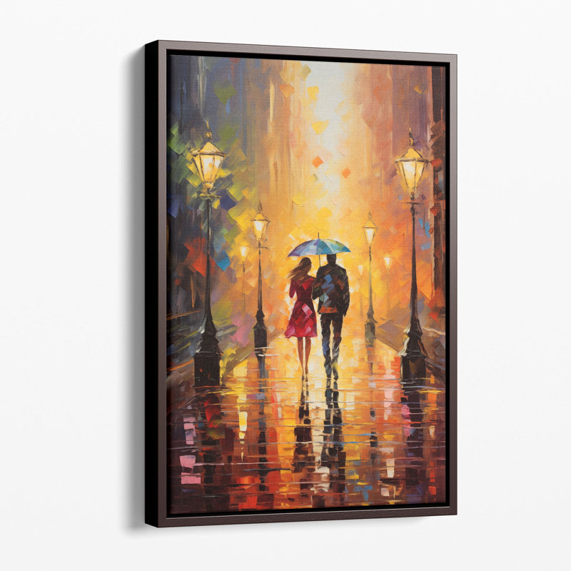Impression romantique 2, H 30 po x l 20 po x P 1,25 po, Toile avec cadre flottant noir