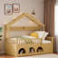 Lit de plancher pour enfants avec toit, lumière DEL, garde-corps de sécurité, tiroirs de rangement et casiers-668997780-668997781