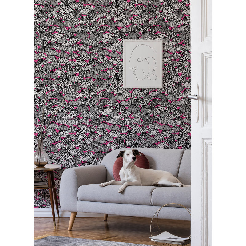Rouleau de papier peint L 33 pi x l 19,7 po Draymond, Framboise