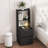 Smart Modern Nightstand With Charging Station, Night Light & Bookshelf - Black Storage Cabinet Bedside Table