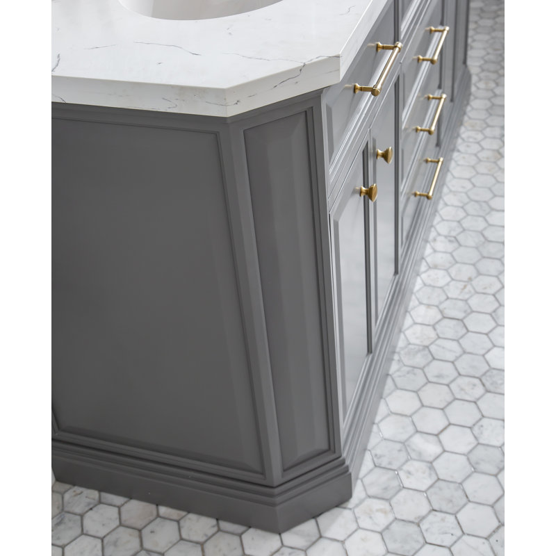 Palace 72'' W Double Vanity, Cashmere Gray, Satin Brass