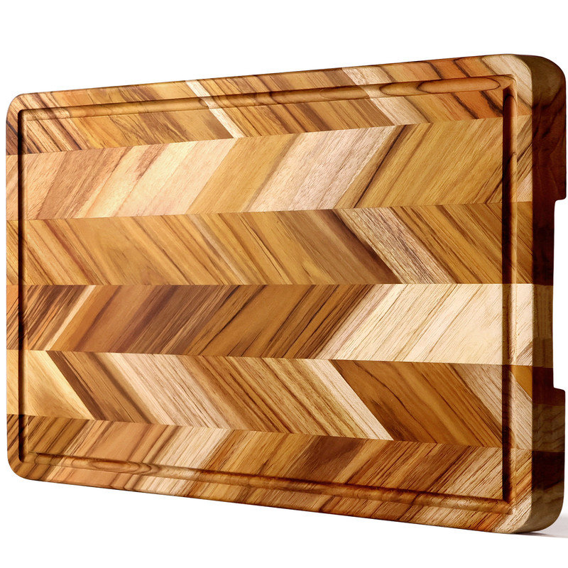 Planche à découper en bois pour la cuisine, 43 cm (17 pouces), en teck, grain de bout