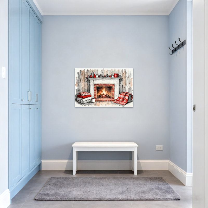 Foyer de Noël douillet avec couverture et tasse de Noël, H 12 po x l 18 po