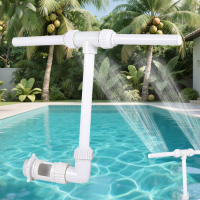 2026 Upgrade Pool Fountain Above & Inground Pools - White Pool Waterfall With Dual Spray Sprinklers, Pool Sprinkler Outdoor Accessories, Pools Opening Kit For Above Ground Pool
