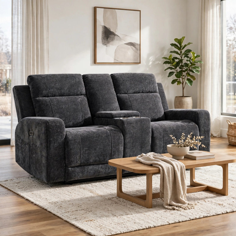 Kenie Upholstered 71.25 " Chenille Loveseat Power Reclining