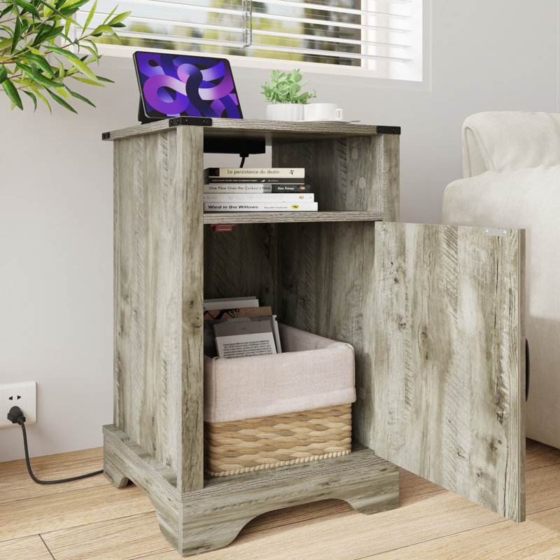 Table de chevet Farmhouse, Gris clair