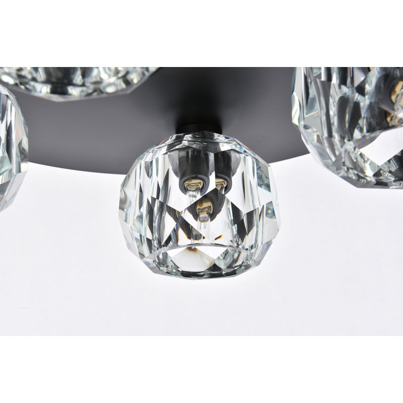 Plafonnier encastré en cristal Whitchurch, Noir, 4 lumières, H 4 po x l 14 po x P 14 po