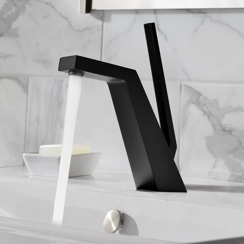 Solid Brass Single Handle Single Hole Creative Bathroom Sink Faucet, Matte Black