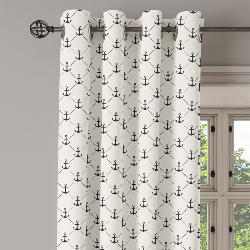 Rideau à œillets 2 panneaux Latitude 50 po, blanc cassé et noir Anchor, L 50 po x L 108 po