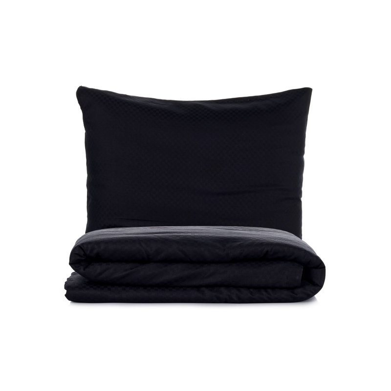 Luxury Ranforce Single XXL Quilt Cover Set, 61 x 87 Duvet Cover & 31.5 x 31.5 Pillowcase | 100% Cotton, Reactive Printing, 145 Thread Count | Machine Washable, Elegant Black Color, Durable Button Closure