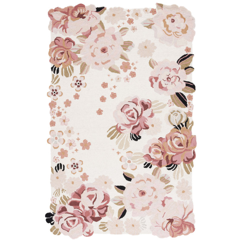 Adabelle Hand Tufted Wool Pile Floral Rug, Rectangle 8" x 10"