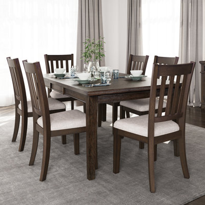 Langston Modern Transitional 7 Piece Dining Set - Dark Brown